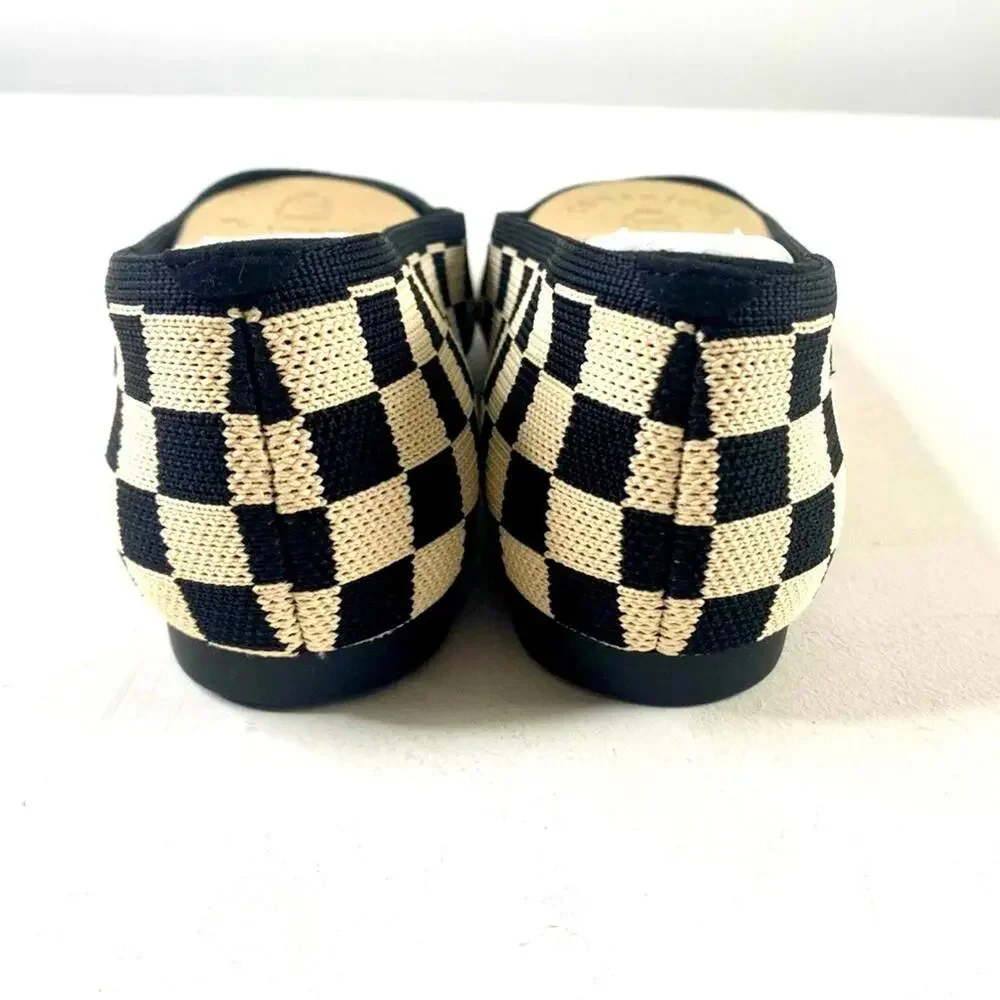 VIVAIA Margot Square Toe Checker Black & Cream | Size US 8.5 WIDE / EU39.5  $109